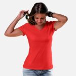 Camiseta Dama Cuello en V Algodón Peinado