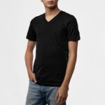 Camiseta Hombre Cuello en V Algodón Peinado